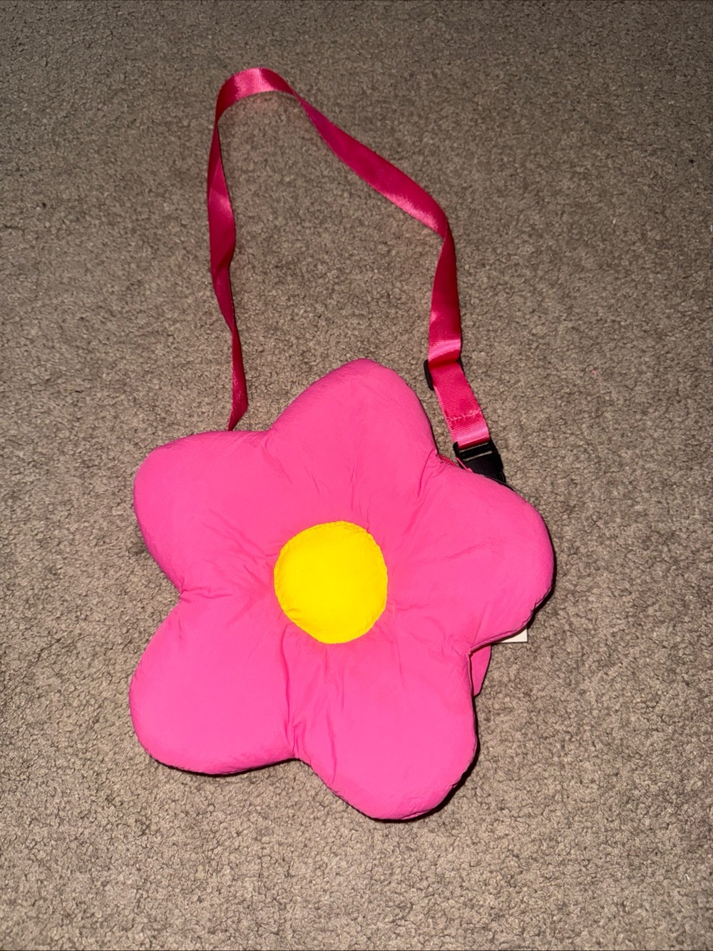 Pink Flower Kids Crossbody Bag with Yellow Center
